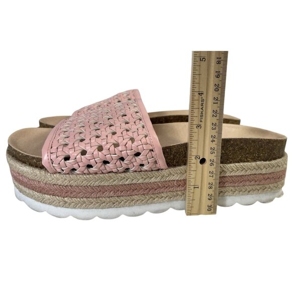 BP Chunky Platform Sandals Womens 9.5 Pink Espadrille Slip On Slide Shoes Boho - Picture 6 of 11